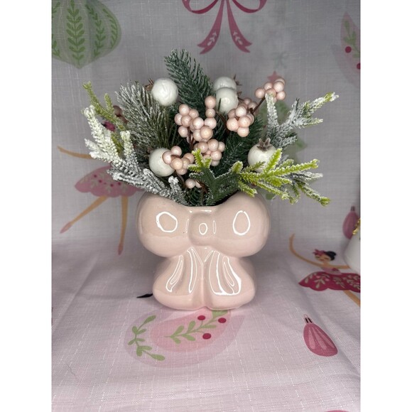 Winter Bouquet in Pink Bow Vase - Picture 1 of 4